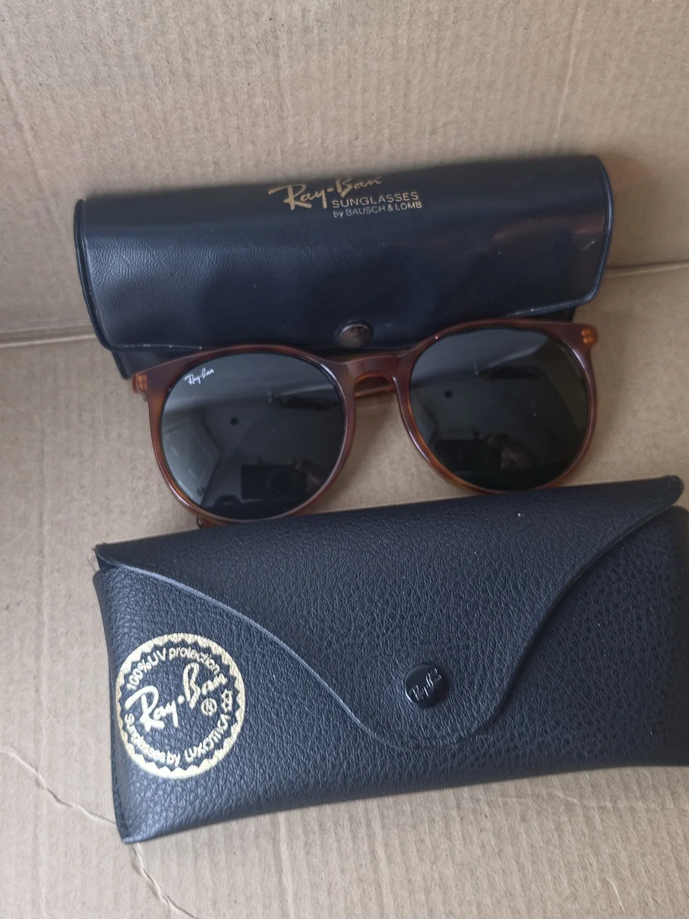 Ray-Ban Tortoiseshell Round Sunglasses - Dark Green Lenses